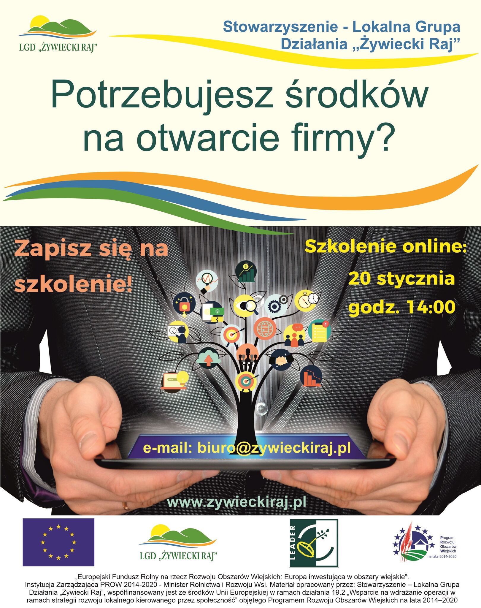 Plakat z zaproszeniem na szkolenie online
